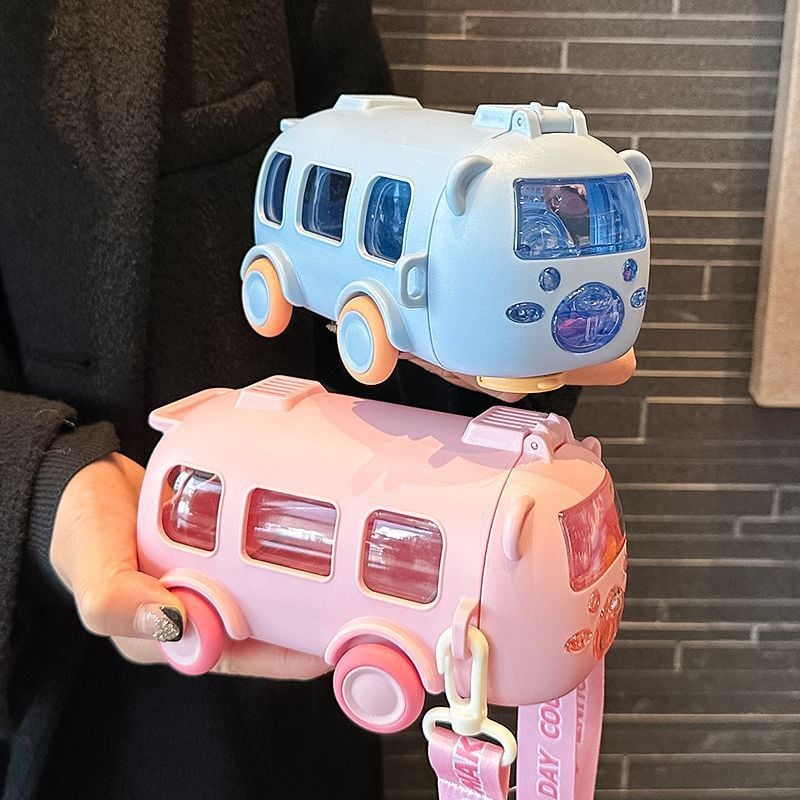 Portable Water Cup in Bus Shape with Strap(16.9 Oz)