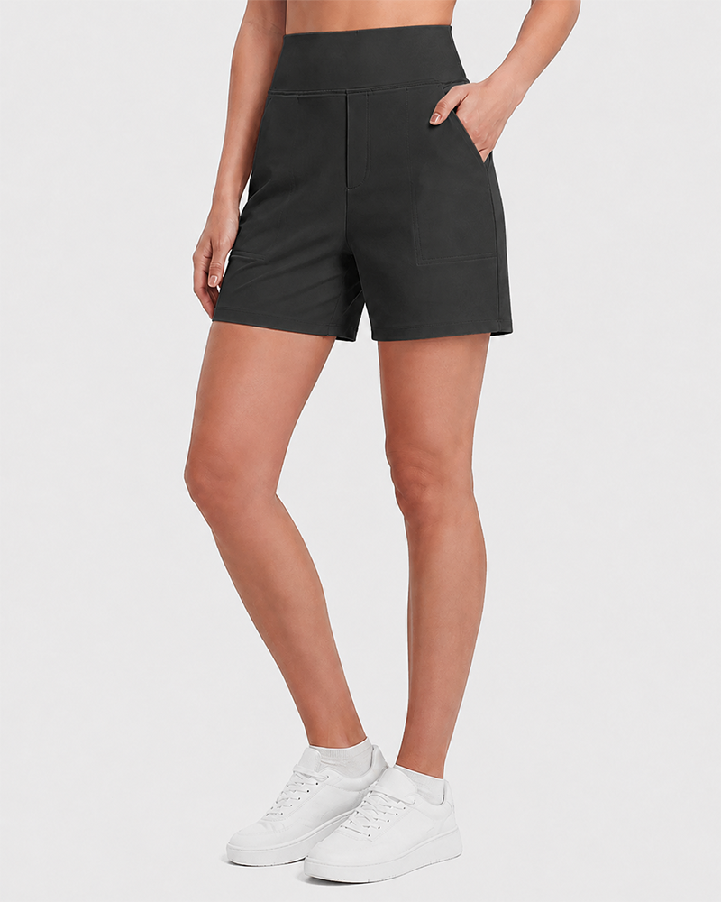 Women's High-Waisted Athletic Bermuda Shorts with Pockets – Running, Yoga, Summer Casual Activewear