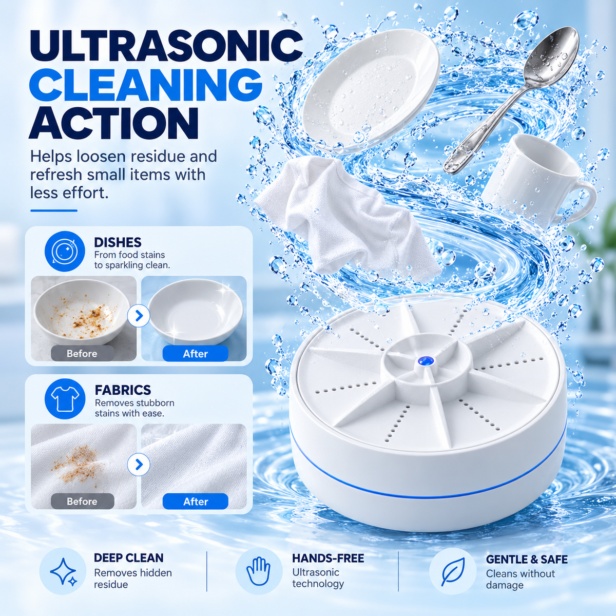 Portable Ultrasonic Washer for Dishes & Laundry