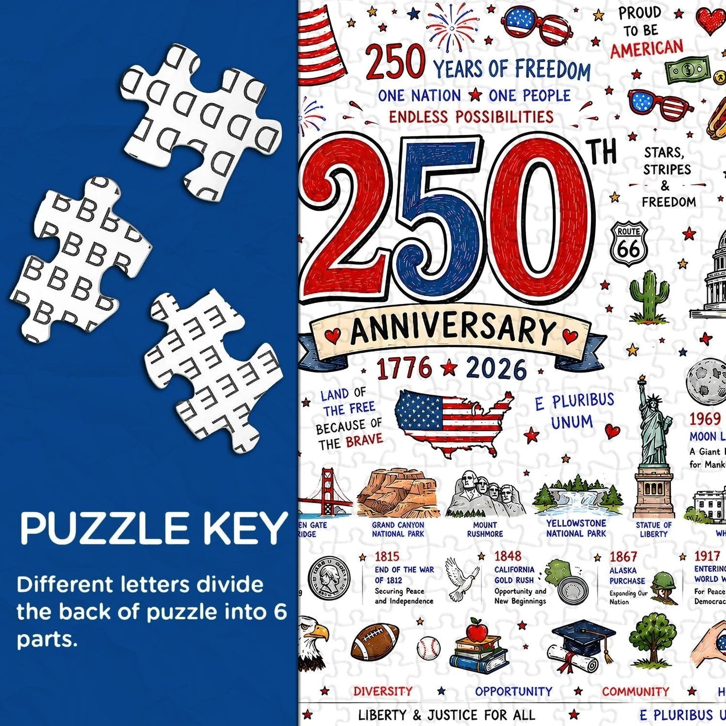 π§© Patriotic America Jigsaw Puzzle 1000 Pieces π Buy 2 Free Shipping