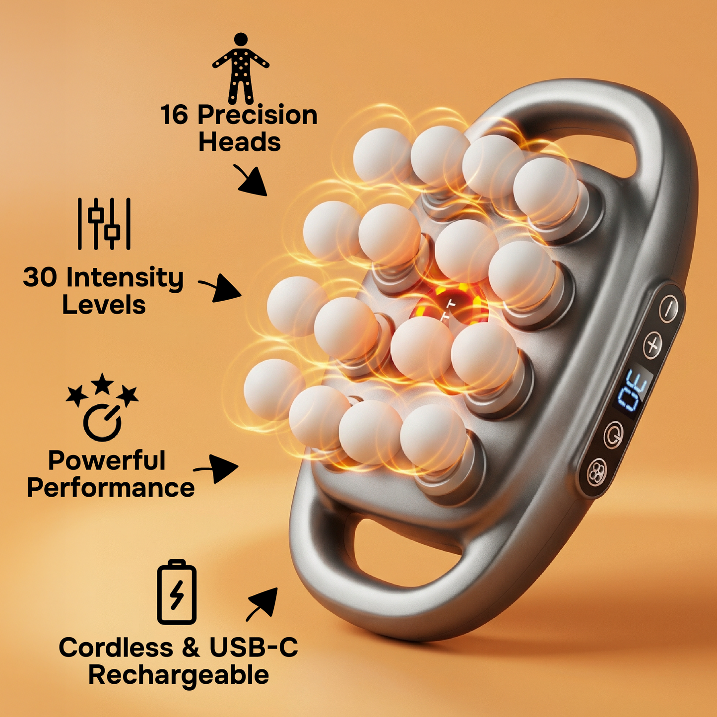 16-Head Deep Tissue Massage Gun for Muscle Recovery