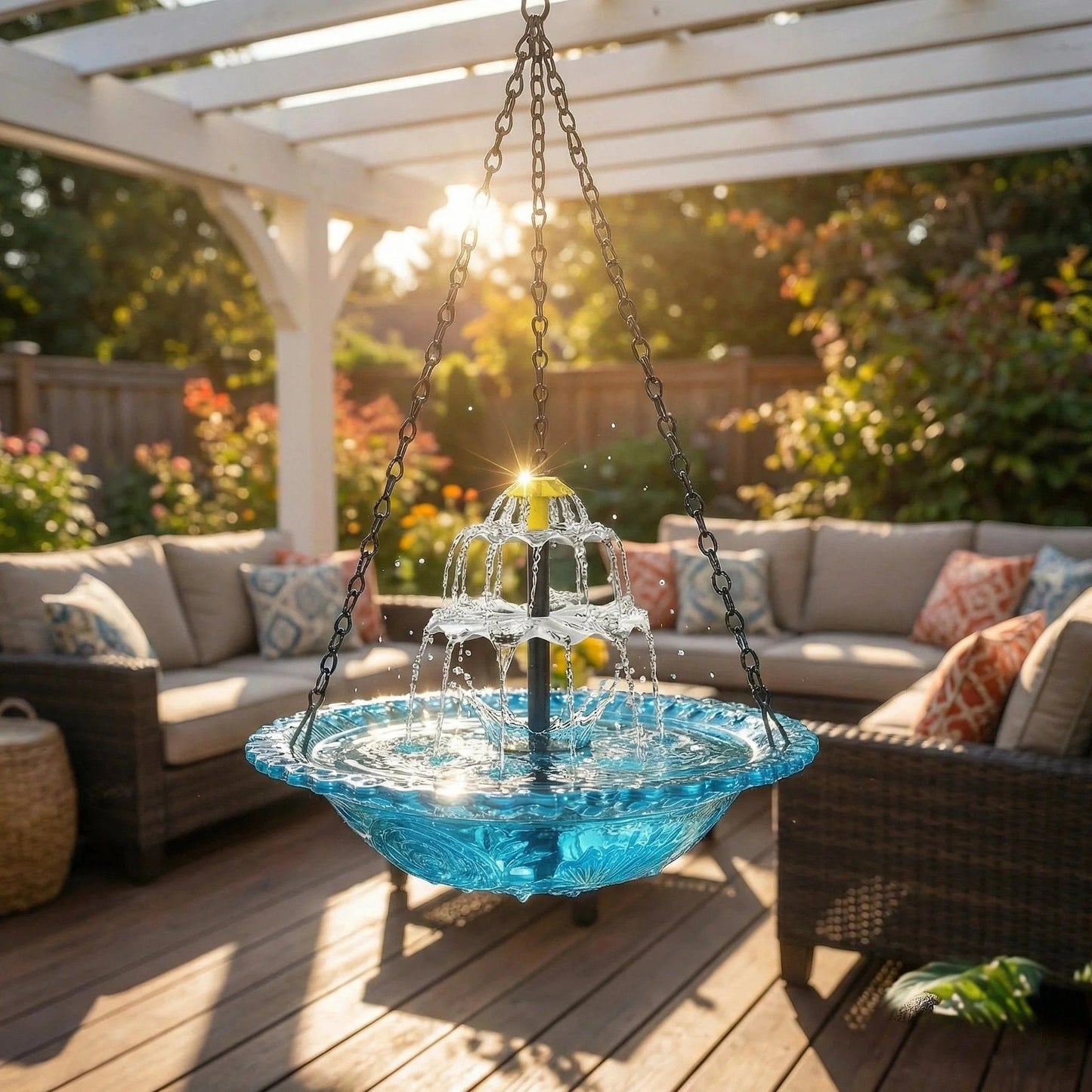 Solar Cascade Hanging Bird Bath FountainšBuy 2 Free Shipping