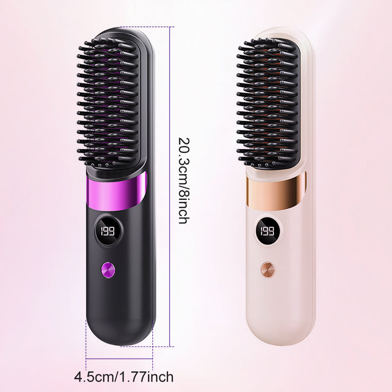 πββοΈπ₯ 3-in-1 Cordless Hair Straightening Brush β Straighten, Curl & Detangle β USB-C Rechargeable with 4 Heat Settings β Perfect Hair Anywhere! β¨