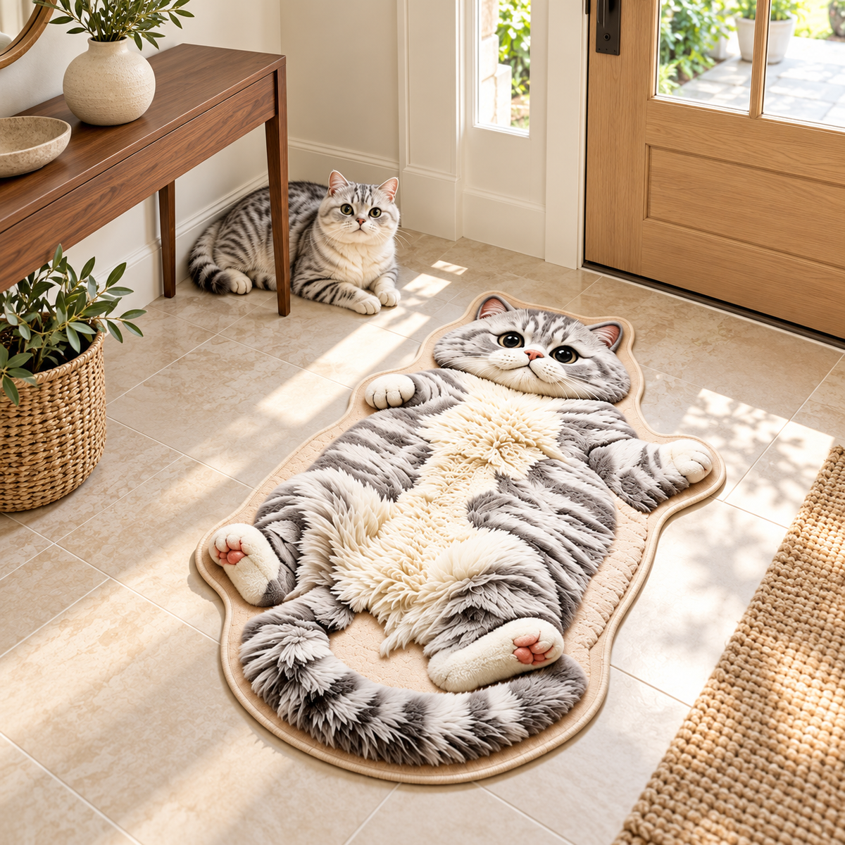 Chubby Tabby Cat Shaped Rug 🐱🤎