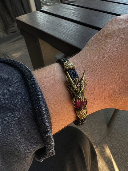 🐉 Dragonstone Guardian Bracelet | Sculpted Western Dragon Leather Bracelet – 6 Legendary Styles