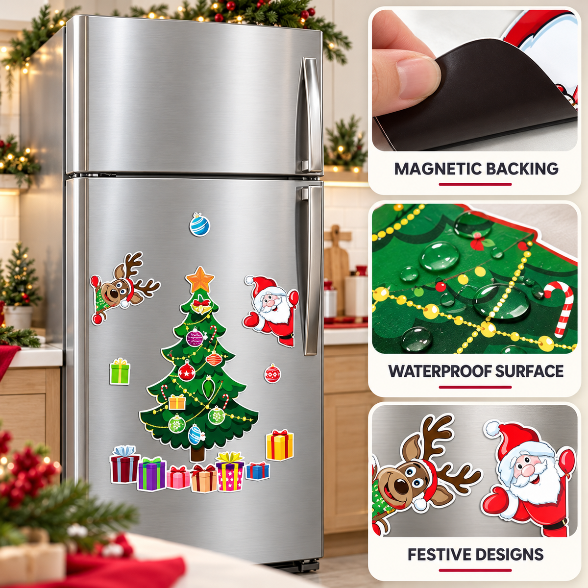 Christmas Refrigerator Magnets Fridge Decorations Set