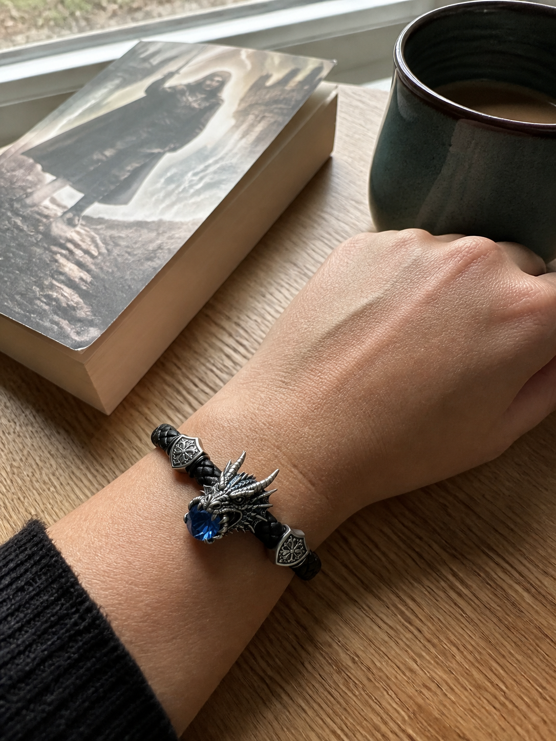 🐉 Dragonstone Guardian Bracelet | Sculpted Western Dragon Leather Bracelet – 6 Legendary Styles