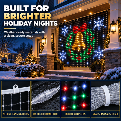 🎄 Smart RGB Pixel LED Curtain Lights | App-Controlled Dynamic Holiday Light Show for Outdoor Home Decoration