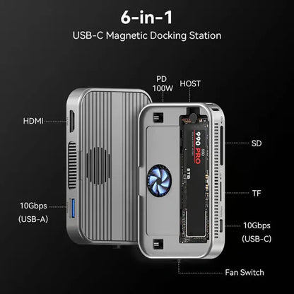 ❄️Card-Sized Cooling SSD Hub! Ice-Storm Cooling 6-in-1 USB C Hub