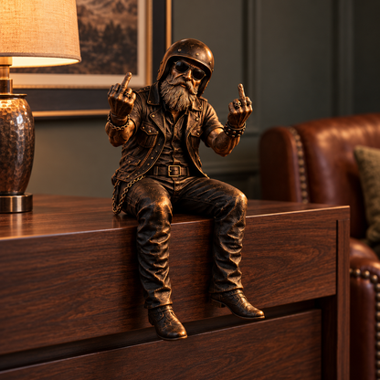 Old Biker Soul Shelf Sitter Collection – Rustic Motorcycle Rider Figurines for Men