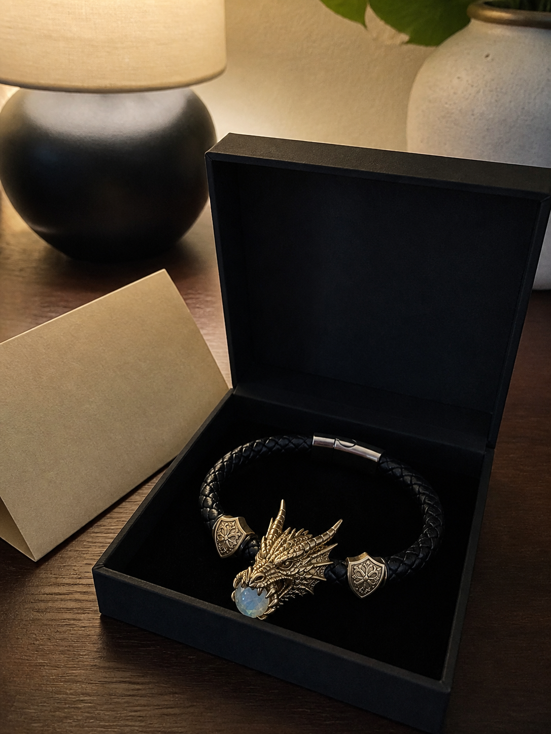 🐉 Dragonstone Guardian Bracelet | Sculpted Western Dragon Leather Bracelet – 6 Legendary Styles