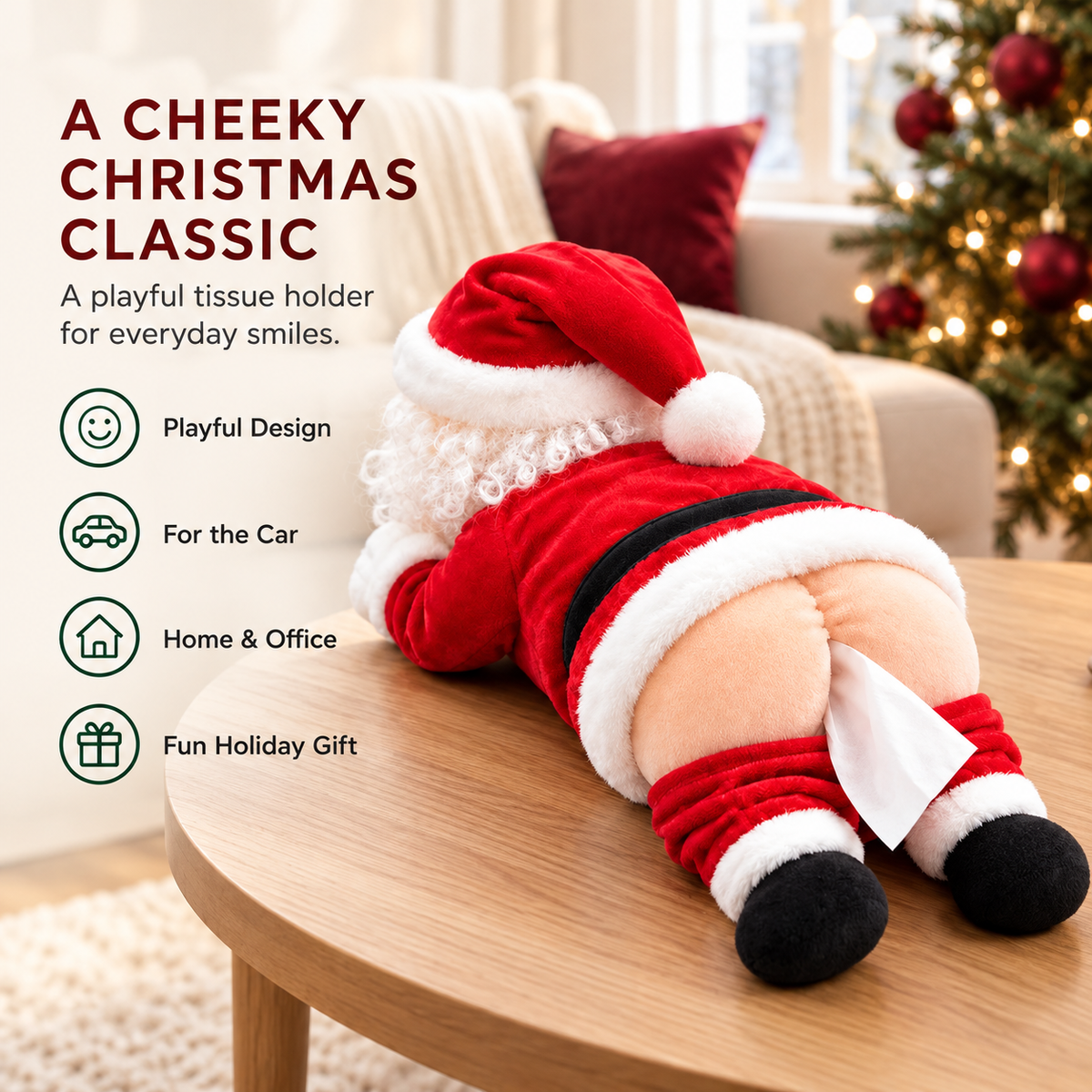 🎅 Funny Santa Butt Tissue Box 🎅