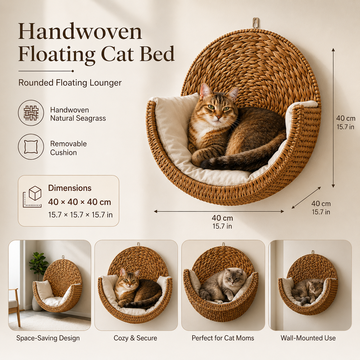 🐱 Purrfectly Cozy Handwoven Hanging Cat Bed