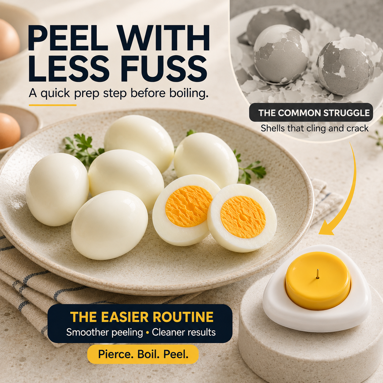 🥚 2PCS Egg Piercer for Perfect Boiled Eggs – Easy Peel Egg Tool with Safety Lock & 304 Stainless Steel Pin