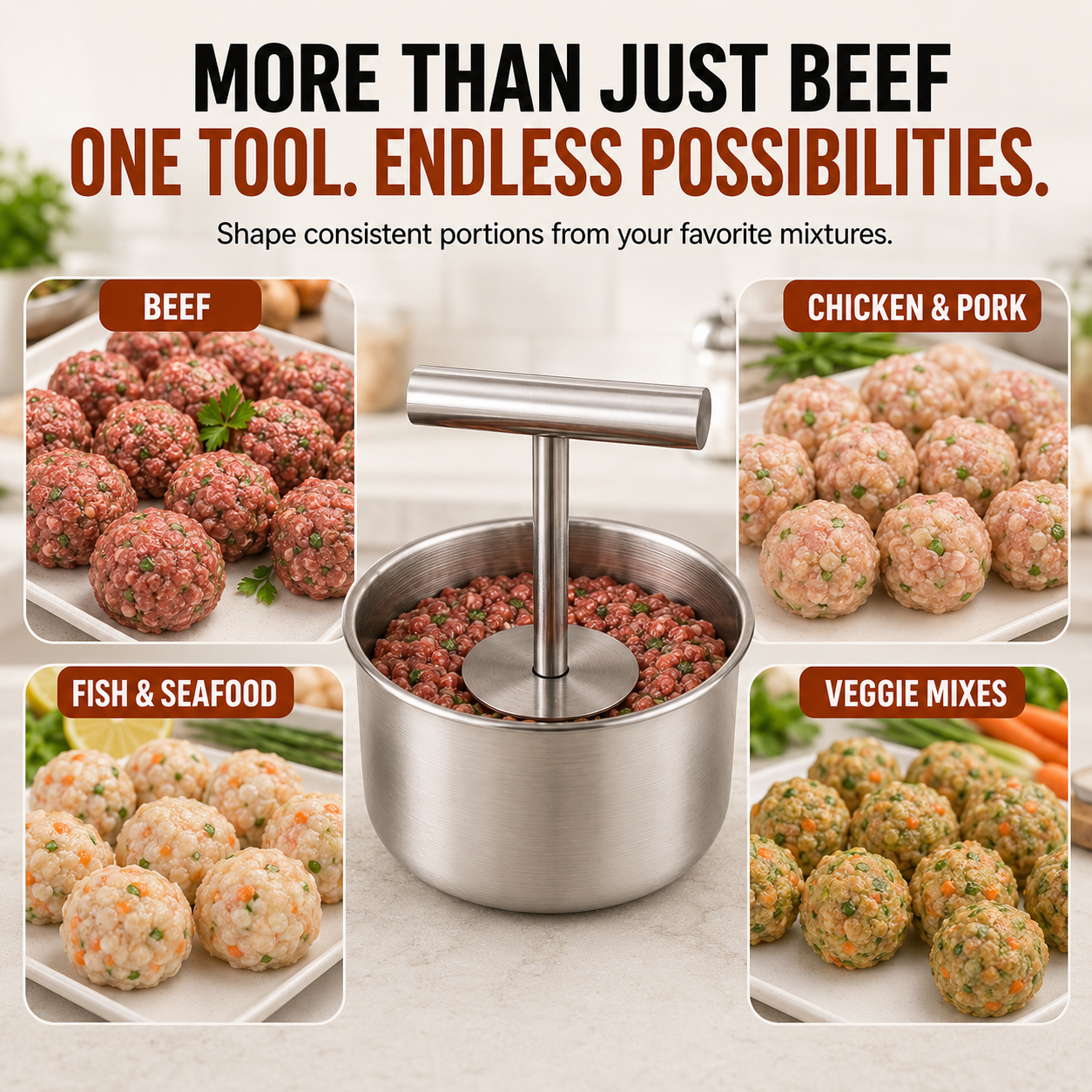 🍝 FAMILY KITCHEN DEAL | Stainless Steel Meatball Press – Make Uniform Meatballs for Pasta, Dinner & Meal Prep