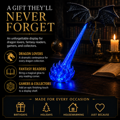 🔥 HOT SALE 🐉| 3D Fire-Breathing Dragon LED Display – Fantasy Bookshelf Decor with Glowing Flame