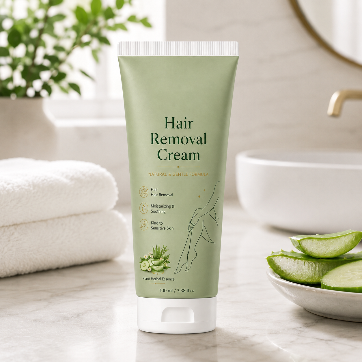 Natural Gentle Hair Removal Cream | For Women & Men, Sensitive Skin（ New and old packaging shipped at random.）
