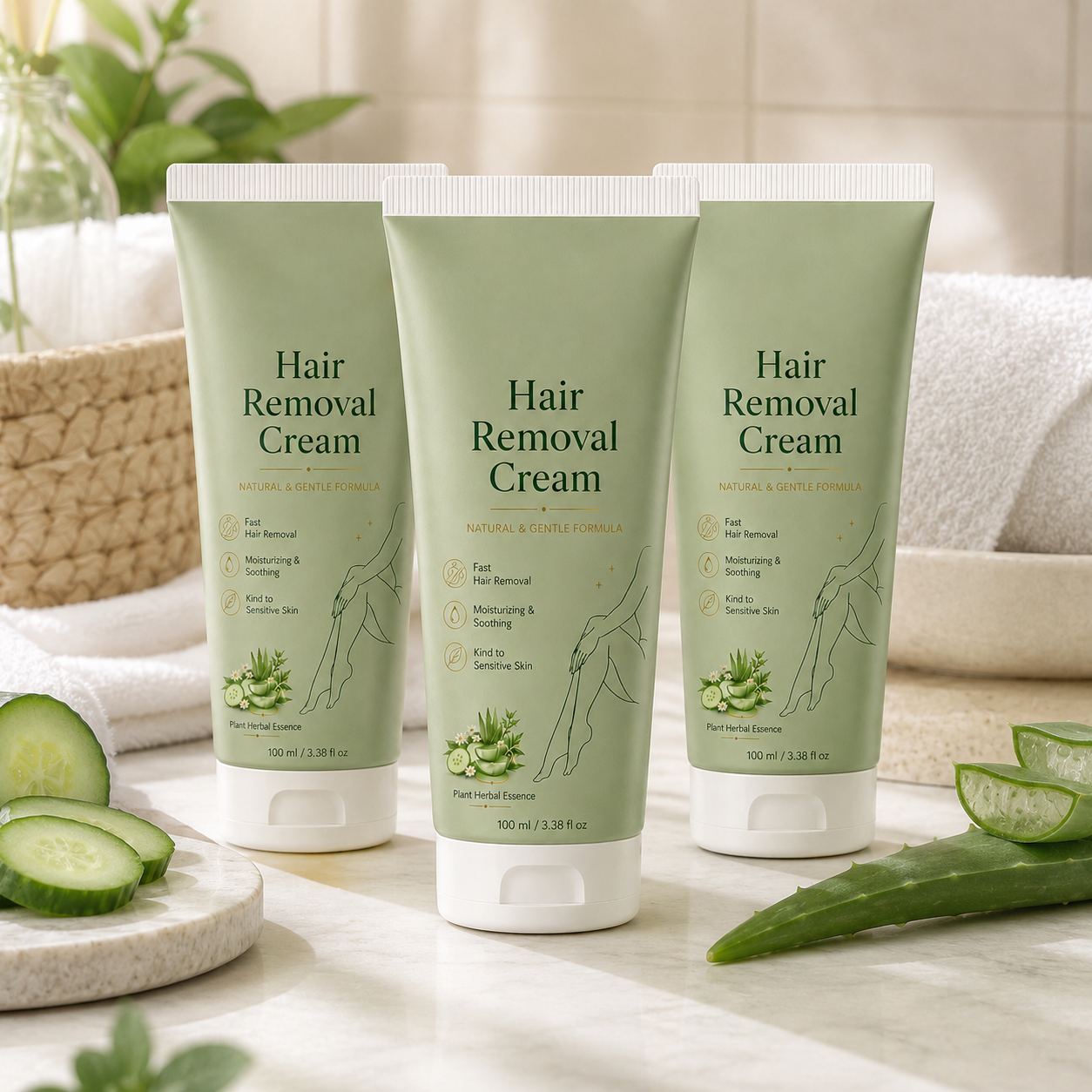 Natural Gentle Hair Removal Cream | For Women & Men, Sensitive Skin（ New and old packaging shipped at random.）