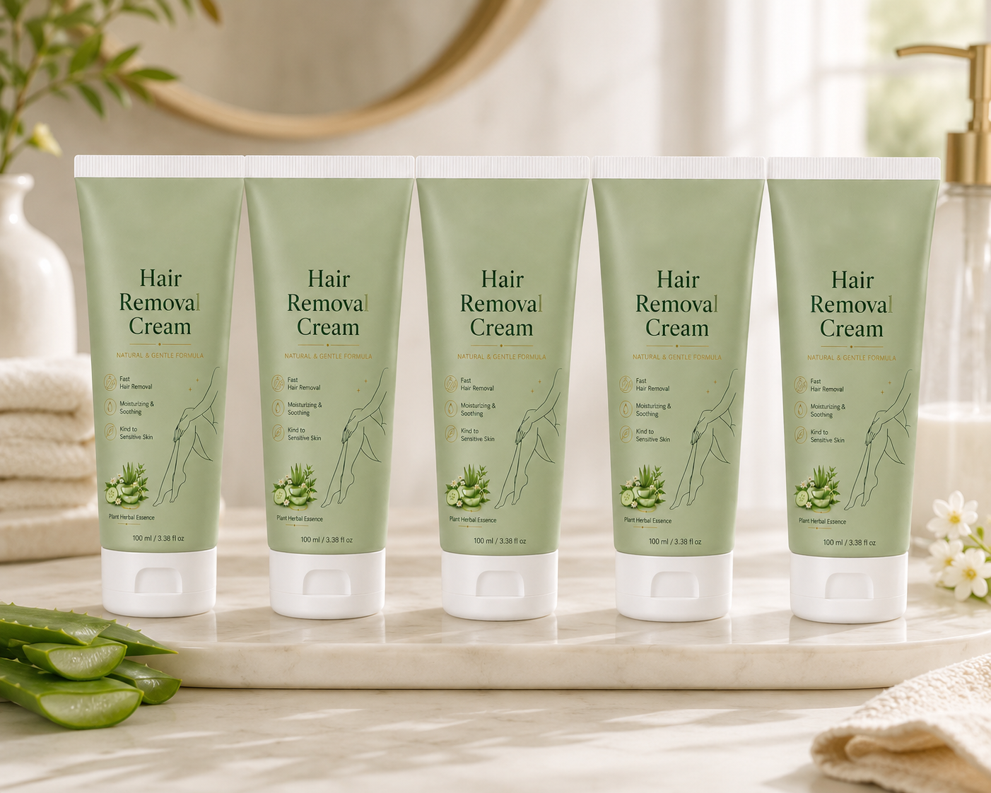 Natural Gentle Hair Removal Cream | For Women & Men, Sensitive Skin（ New and old packaging shipped at random.）