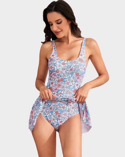 Women's Tummy Control One-Piece Swimsuit (with Skirt)