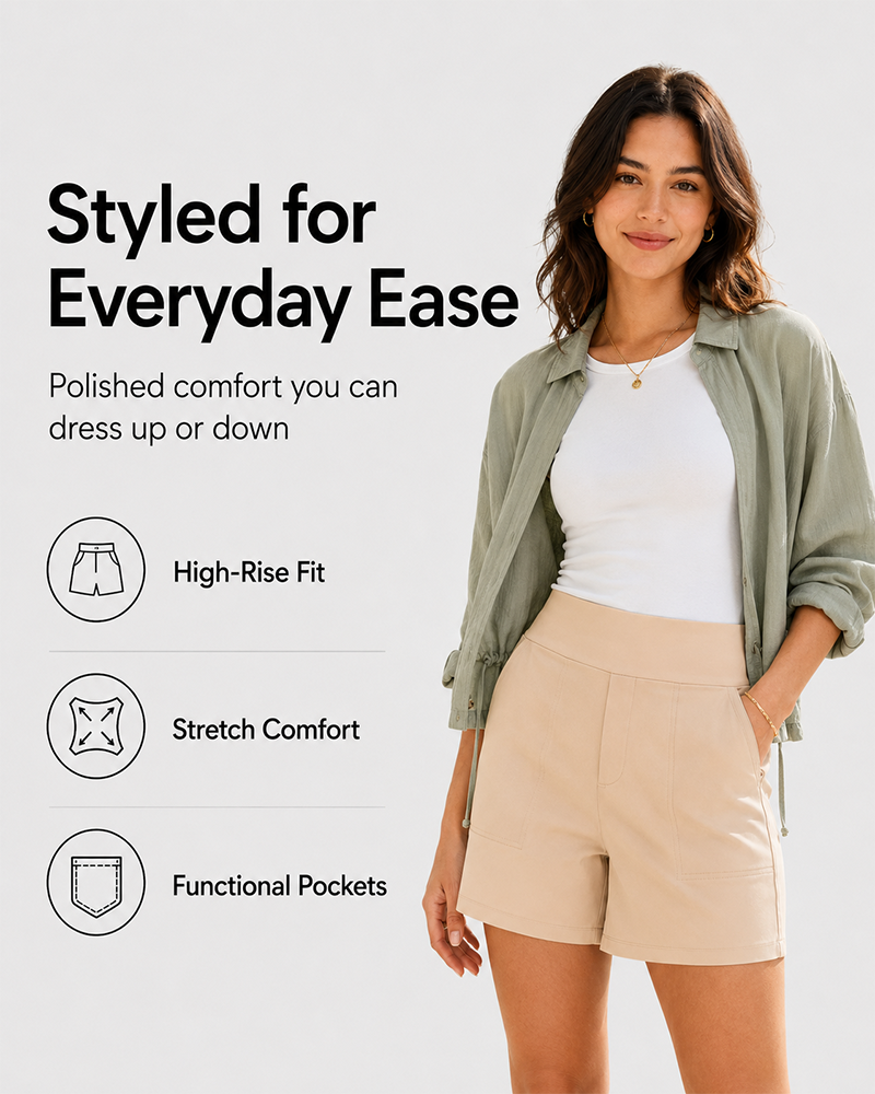 Women's High-Waisted Athletic Bermuda Shorts with Pockets – Running, Yoga, Summer Casual Activewear