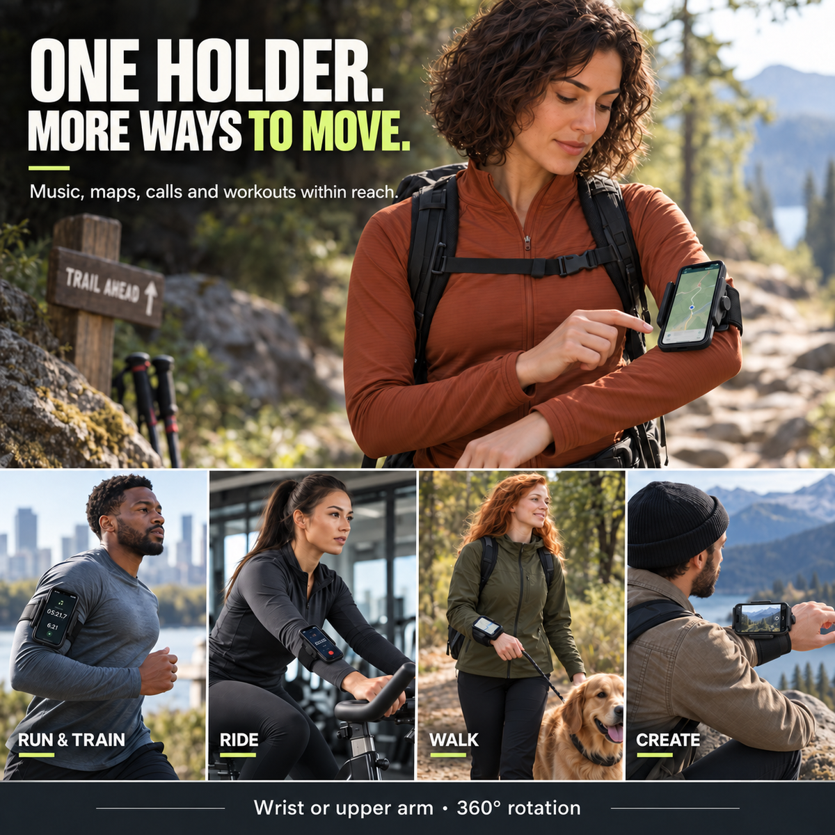 📱 360° Rotating Wrist & Arm Phone Holder – Hands-Free Sports Mount