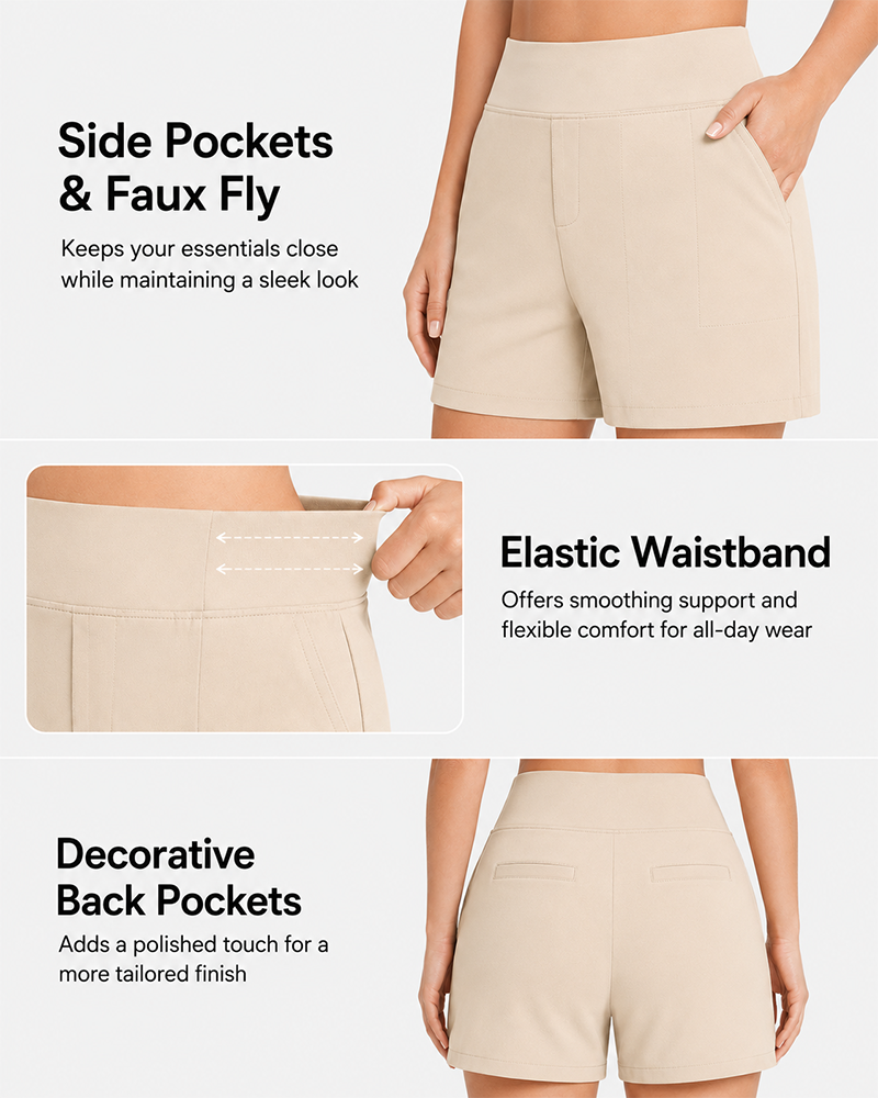 Women's High-Waisted Athletic Bermuda Shorts with Pockets – Running, Yoga, Summer Casual Activewear