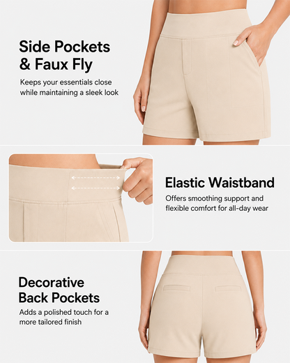 Women's High-Waisted Athletic Bermuda Shorts with Pockets – Running, Yoga, Summer Casual Activewear