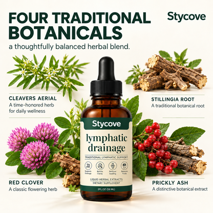 Stycove Lymphatic Drainage Drops | 4-Botanical Daily Lymphatic Support, Alcohol-Free & Vegan, 2 Fl Oz