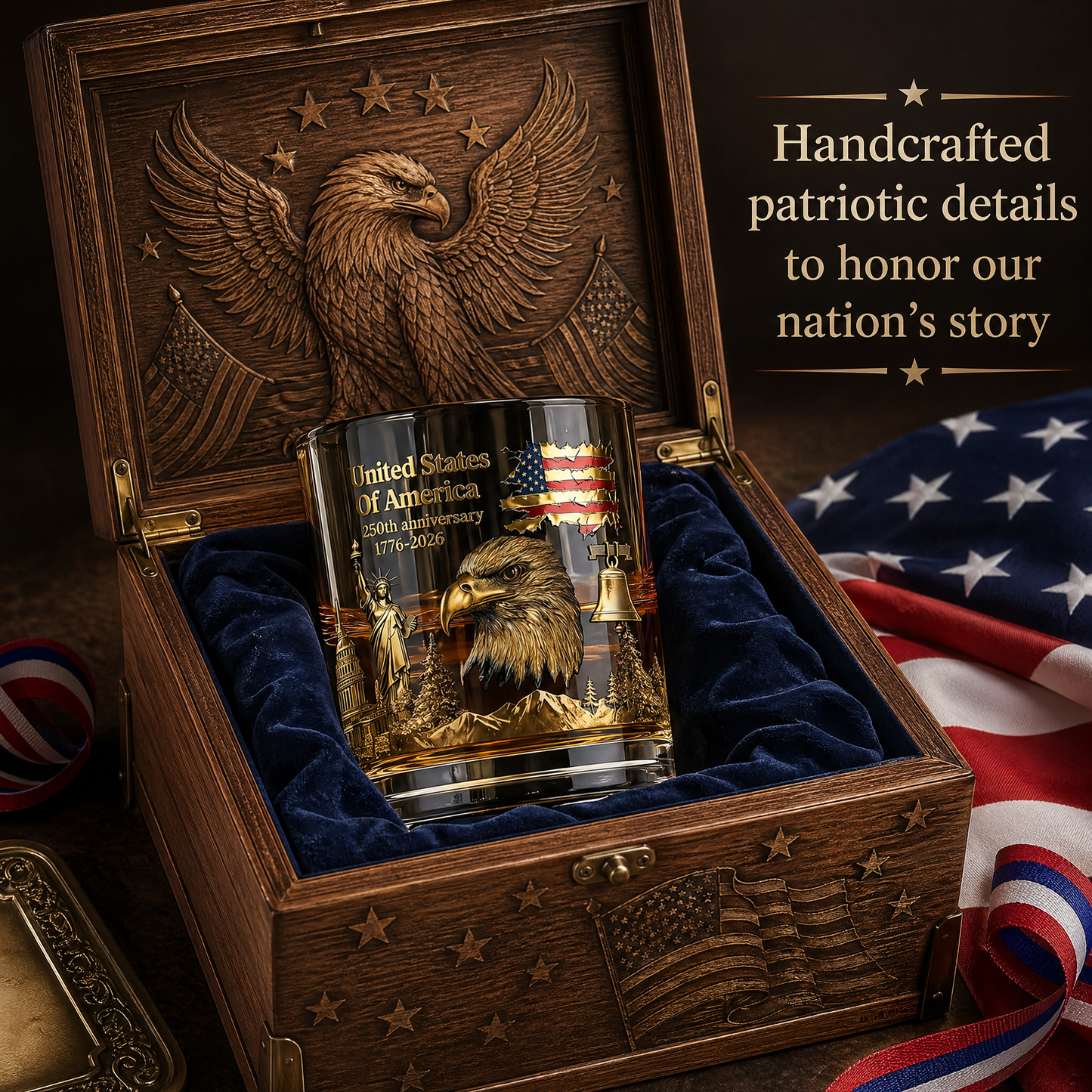 🏆Flash Sale⚡ 66K+ SOLD! 🎁US 250th Anniversary Patriotic Whiskey Glass 1776-2026