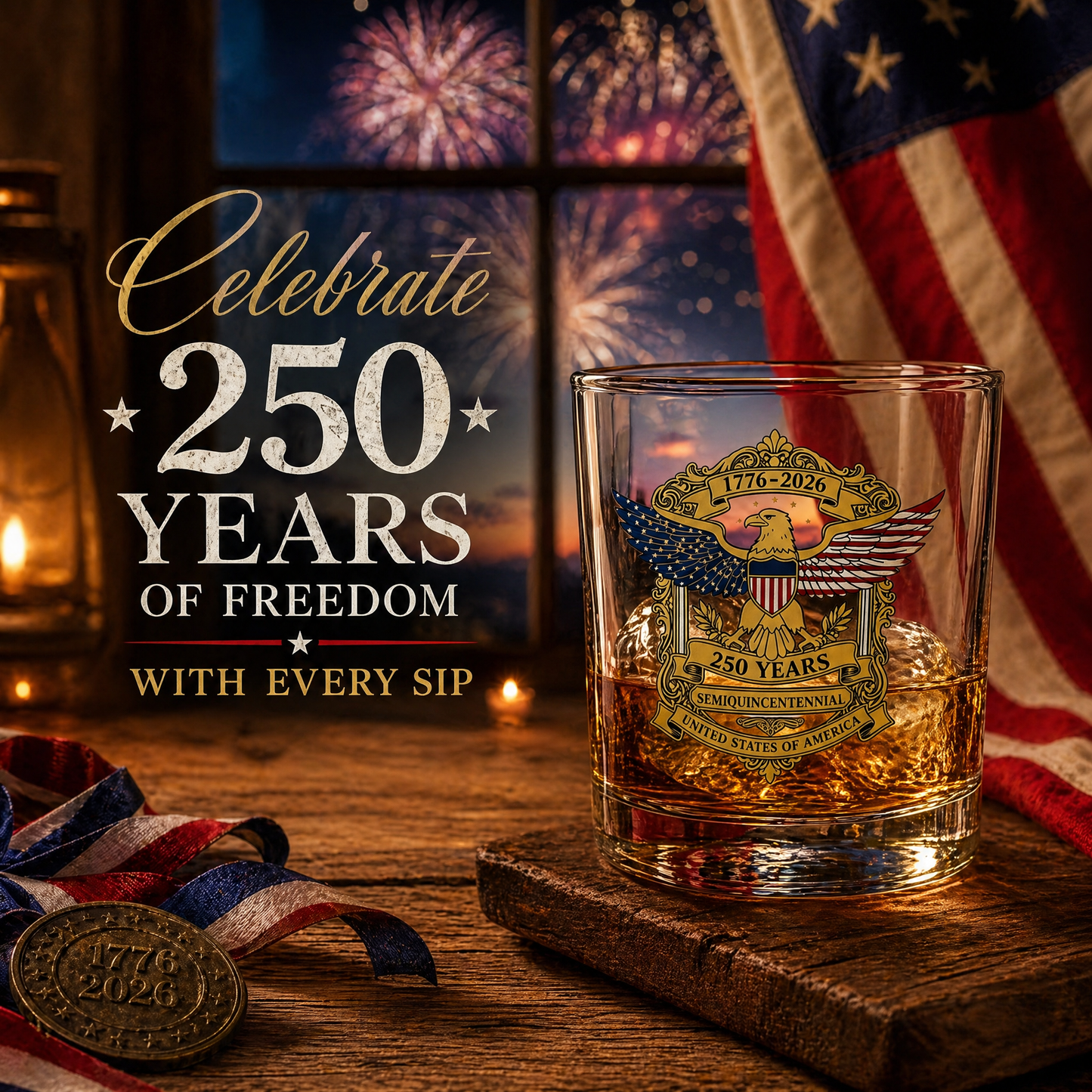 🏆Flash Sale⚡ 66K+ SOLD! 🎁US 250th Anniversary Patriotic Whiskey Glass 1776-2026