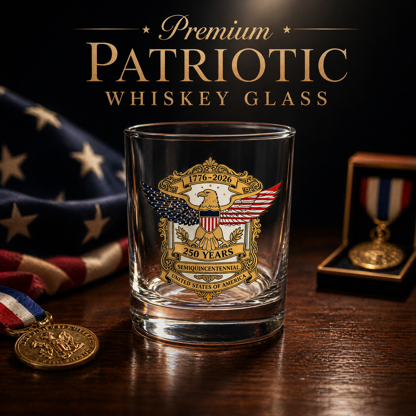 🏆Flash Sale⚡ 66K+ SOLD! 🎁US 250th Anniversary Patriotic Whiskey Glass 1776-2026