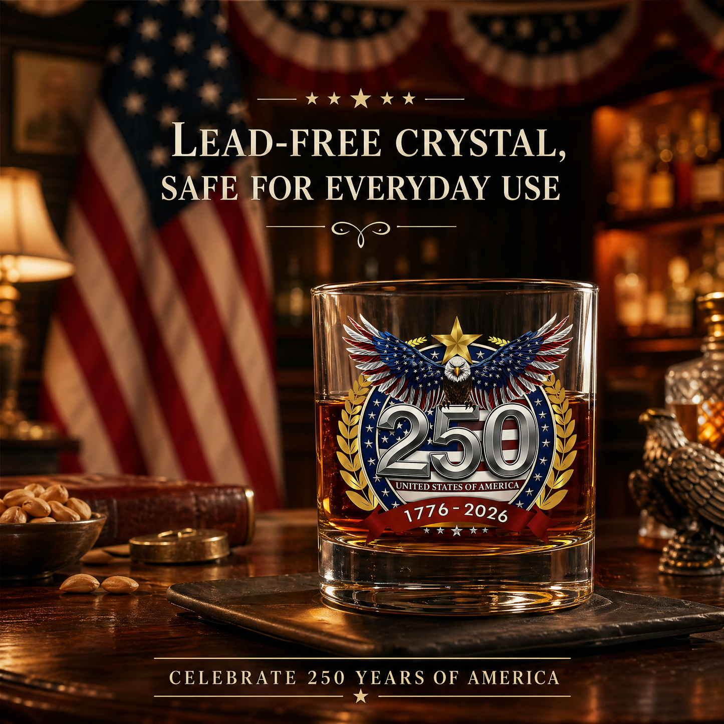 🏆Flash Sale⚡ 66K+ SOLD! 🎁US 250th Anniversary Patriotic Whiskey Glass 1776-2026
