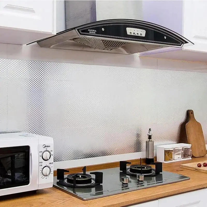 Kitchen Wallpaper Oil Proof Sticker Aluminum Foil Backsplash Self