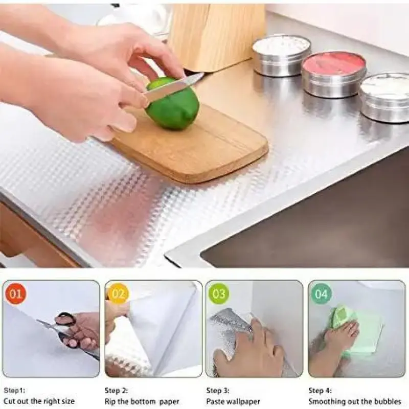 Kitchen Wallpaper Oil Proof Sticker Aluminum Foil Backsplash Self