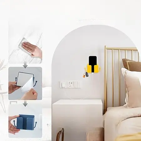 Wall Mount Phone Holder Adhesive Wall Phone Mount Charging Stand and Remote
