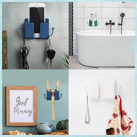 Wall Mount Phone Holder Adhesive Wall Phone Mount Charging Stand and Remote