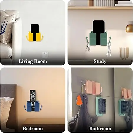 Wall Mount Phone Holder Adhesive Wall Phone Mount Charging Stand and Remote
