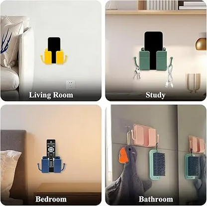 Wall Mount Phone Holder Adhesive Wall Phone Mount Charging Stand and Remote