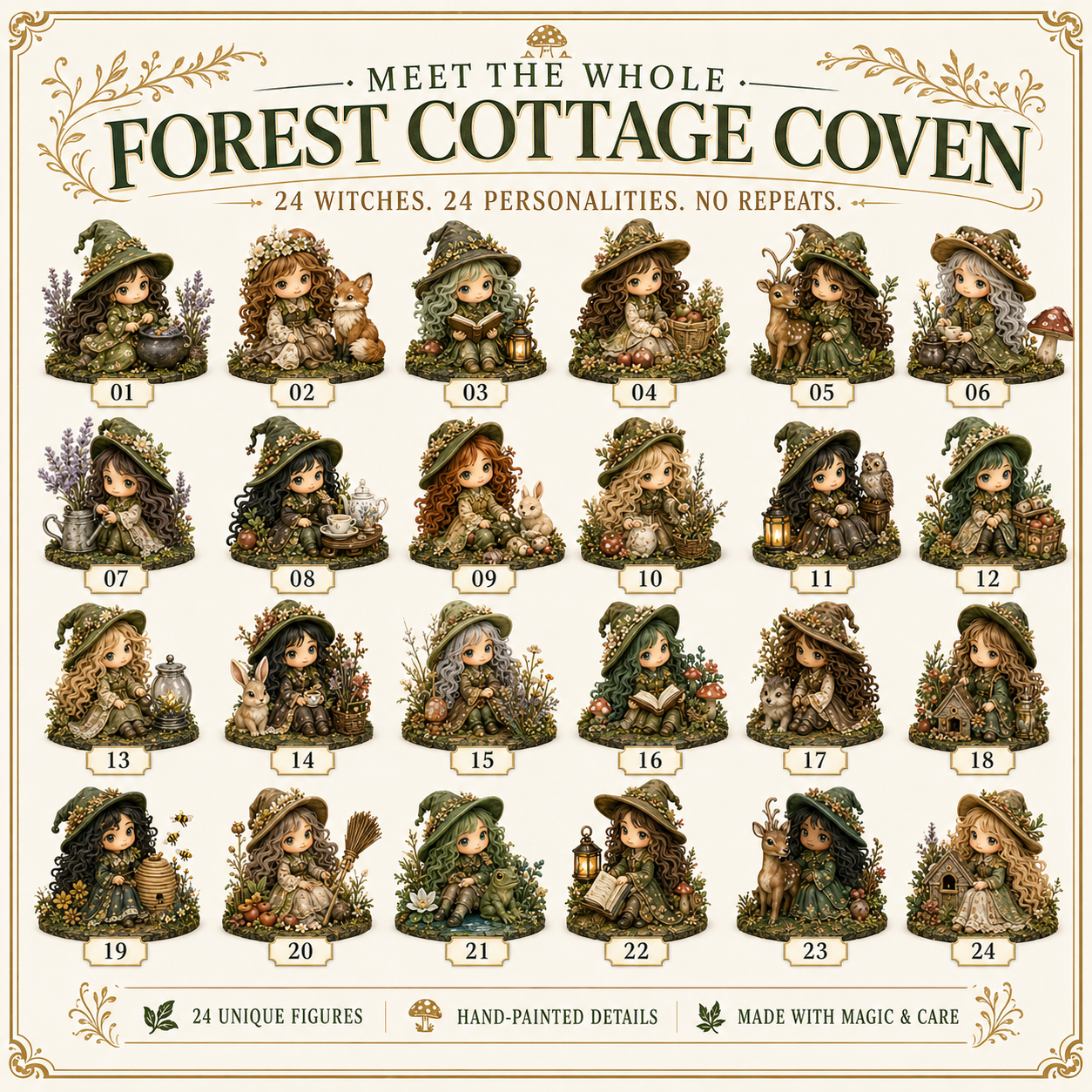 🔥 2026 The Five Covens Witch Advent Calendar – 24 Collectible Witches, 4 Magical Coven Styles