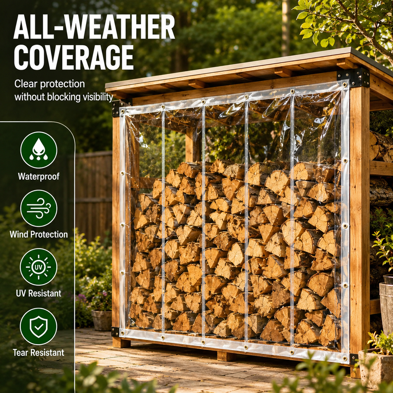 Clear Waterproof PE Tarp, Transparent Outdoor Cover with Metal Grommets🛡️