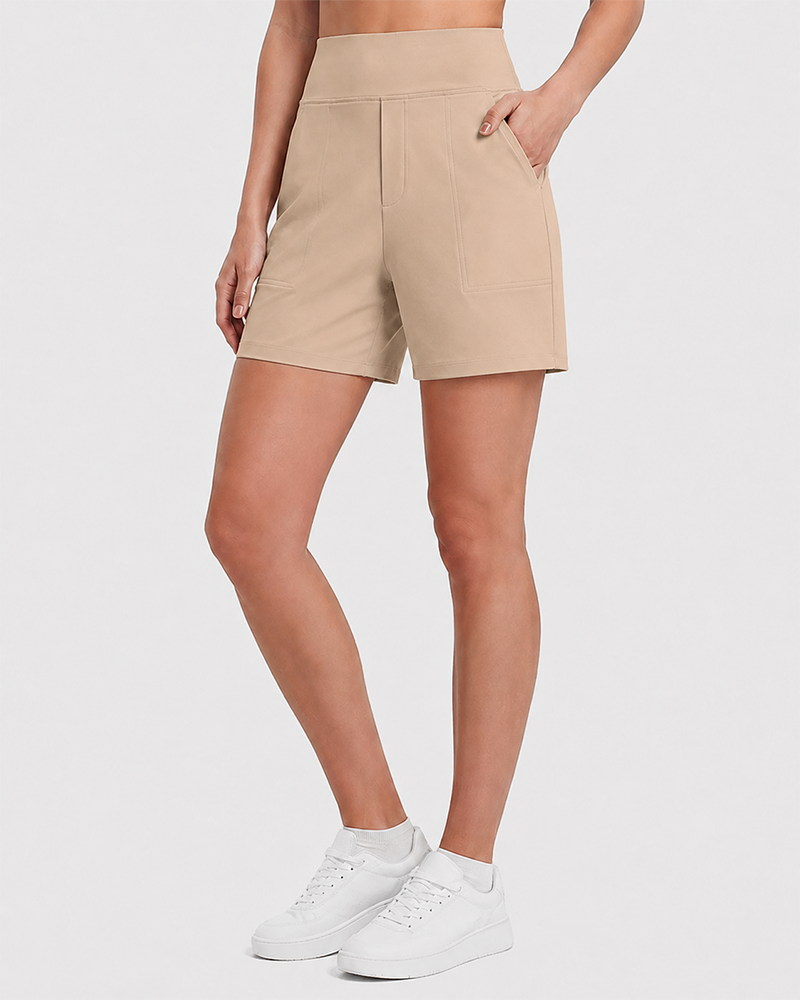 Women's High-Waisted Athletic Bermuda Shorts with Pockets – Running, Yoga, Summer Casual Activewear