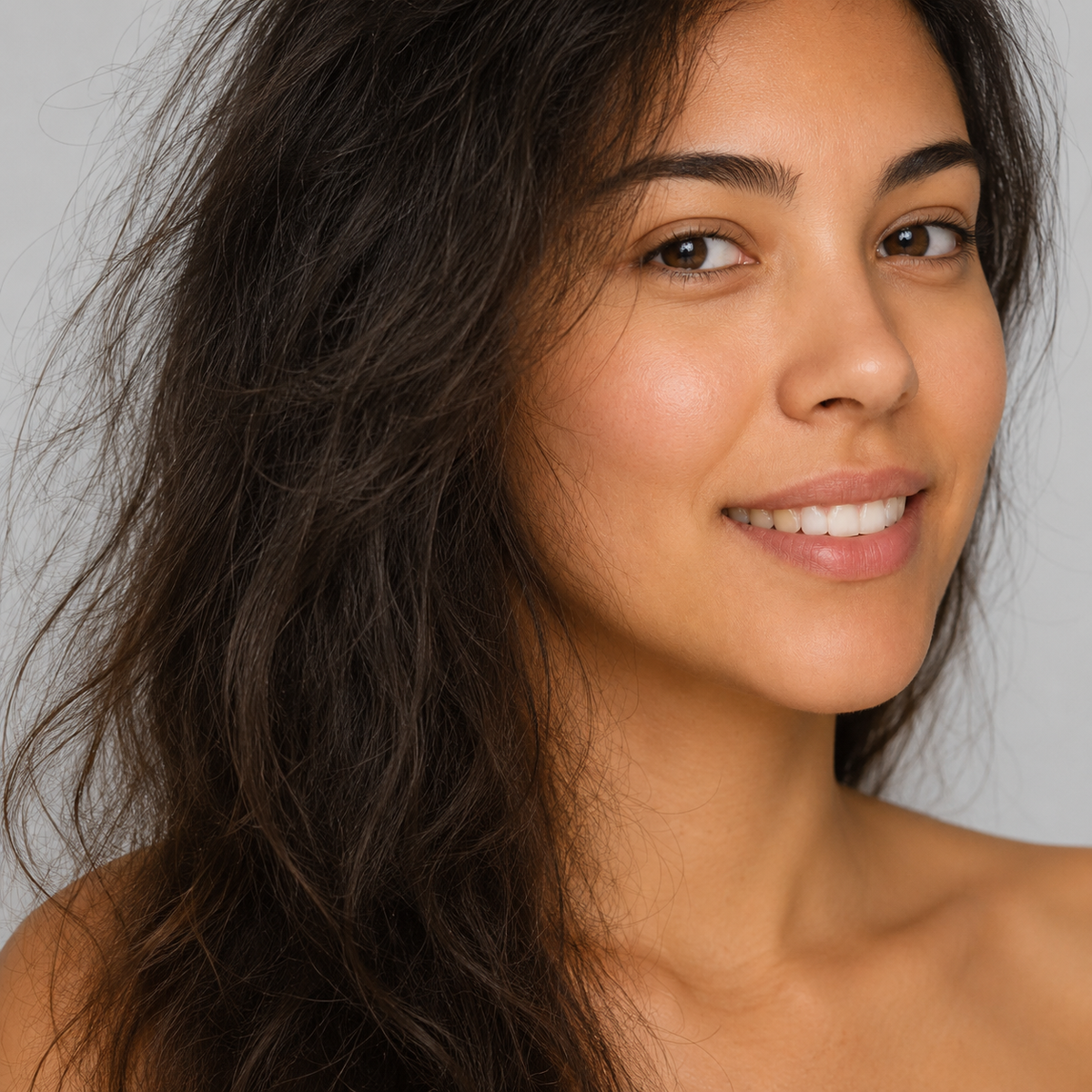 Dry, frizzy hair with rough-looking texture