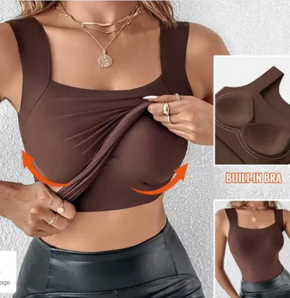 🔥💐 Women’s U-Neck Thermal Tank Top, Built-In Bra