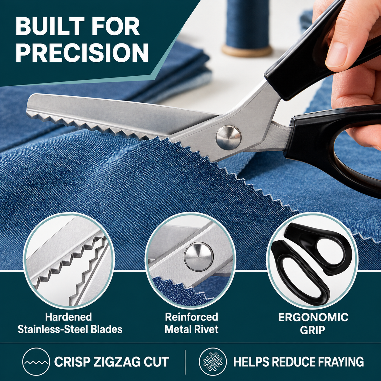 Stainless Steel Zig Zag Scissors with Serrated Teeth - Perfect for DIY Crafts✂️