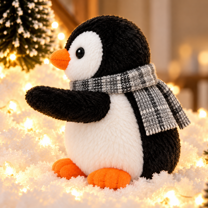 Playful Penguin Snowy Stair Railing Decor