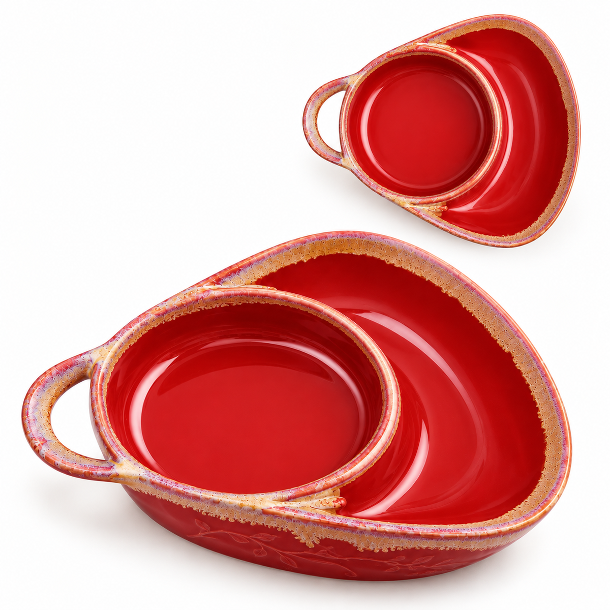 Retro Ceramic Divided Baking Dish with Single Handle