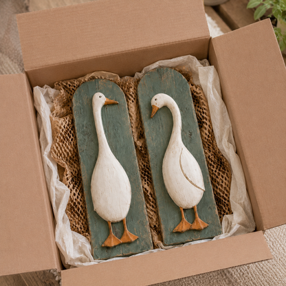 Handcrafted Rustic Goose Wall Art Set Of 2