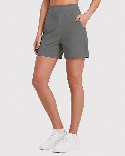 Women's High-Waisted Athletic Bermuda Shorts with Pockets – Running, Yoga, Summer Casual Activewear
