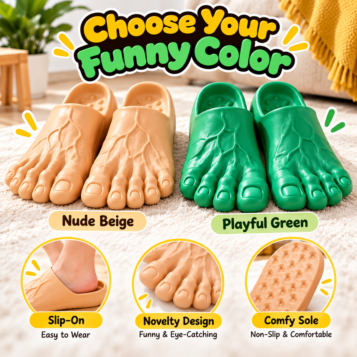 👻 Halloween Monster Big Toe Slide Sandals, Unisex Slip-On Slippers